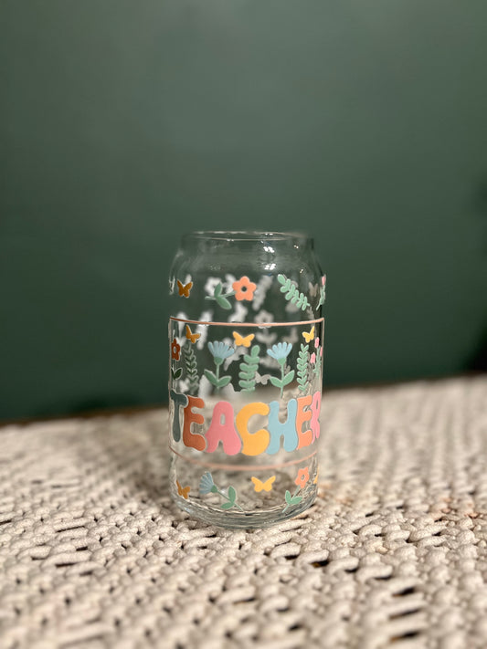 Teacher Floral Glass