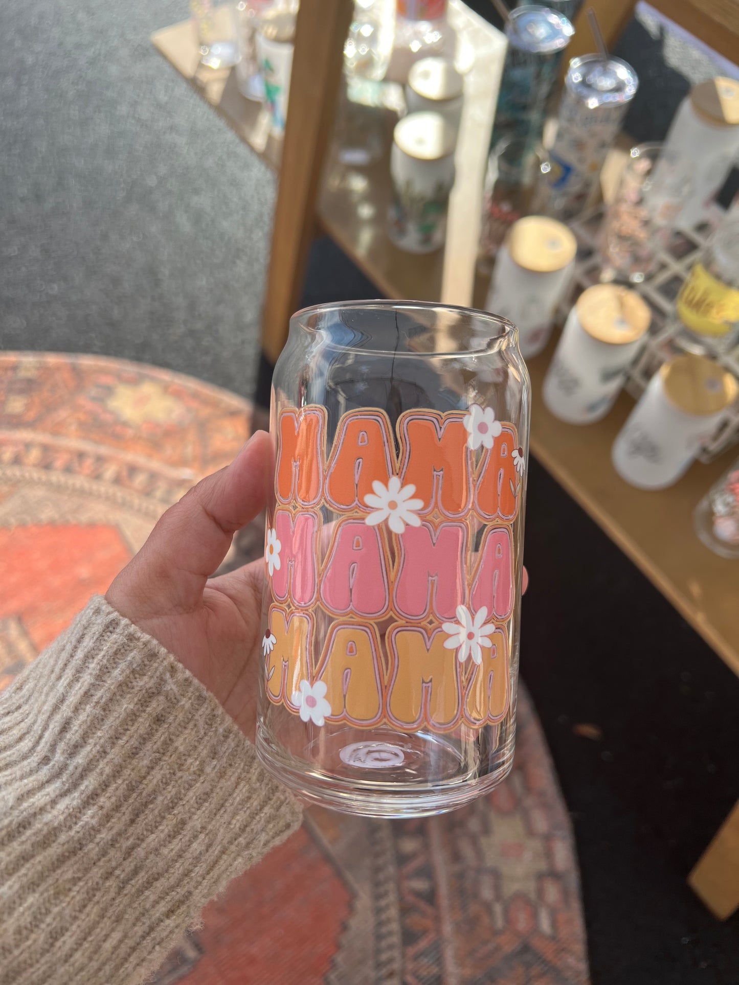 Mama Retro Floral Glass