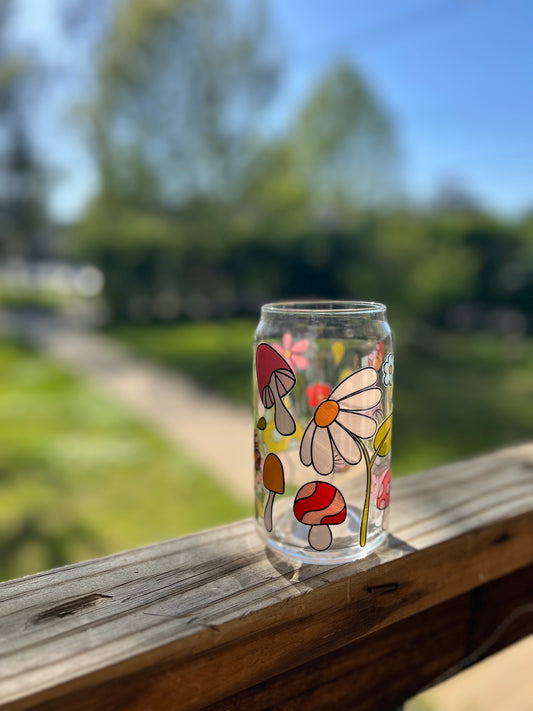 Mushroom Floral (Two-Sided) Glass